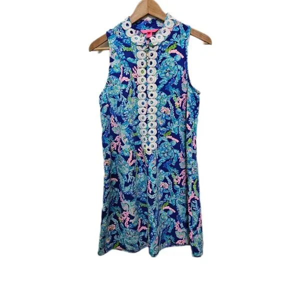 Lilly Pulitzer Blue and Pink Sleeveless Jane Dress - Picture 4 of 12